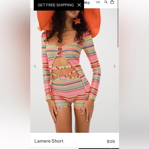 For Love And Lemons Tops - FOR LOVE AND LEMONS LAMERÉ SHORT & DOMENICA TOP